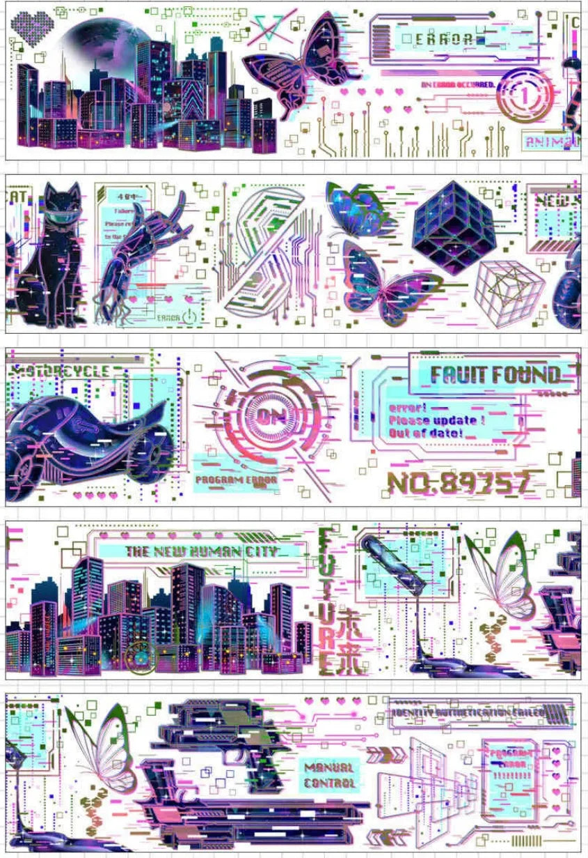 0009-6x100cm Aurora Blue PET Tape