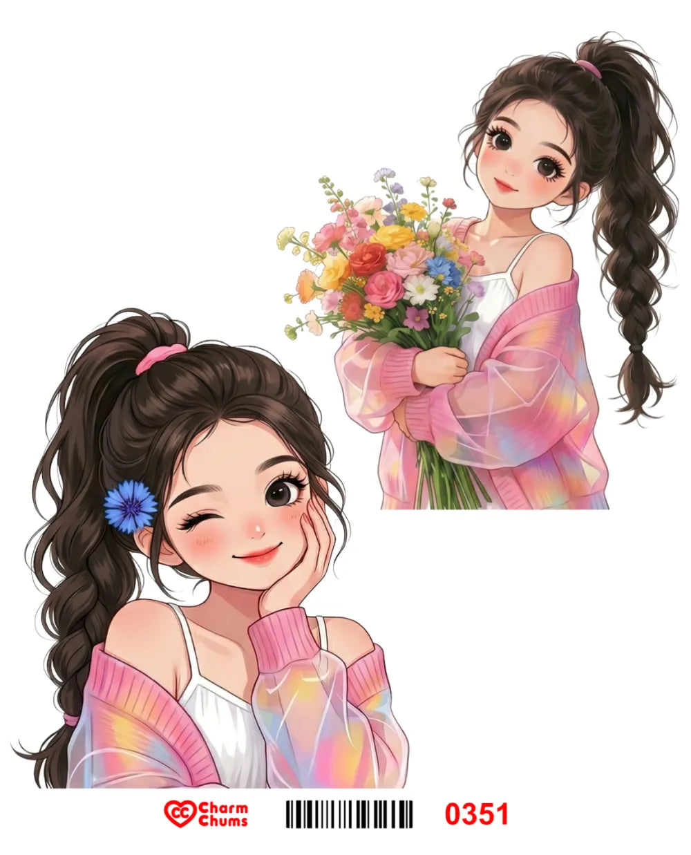 E0351-CharmChums Embossed Sticker