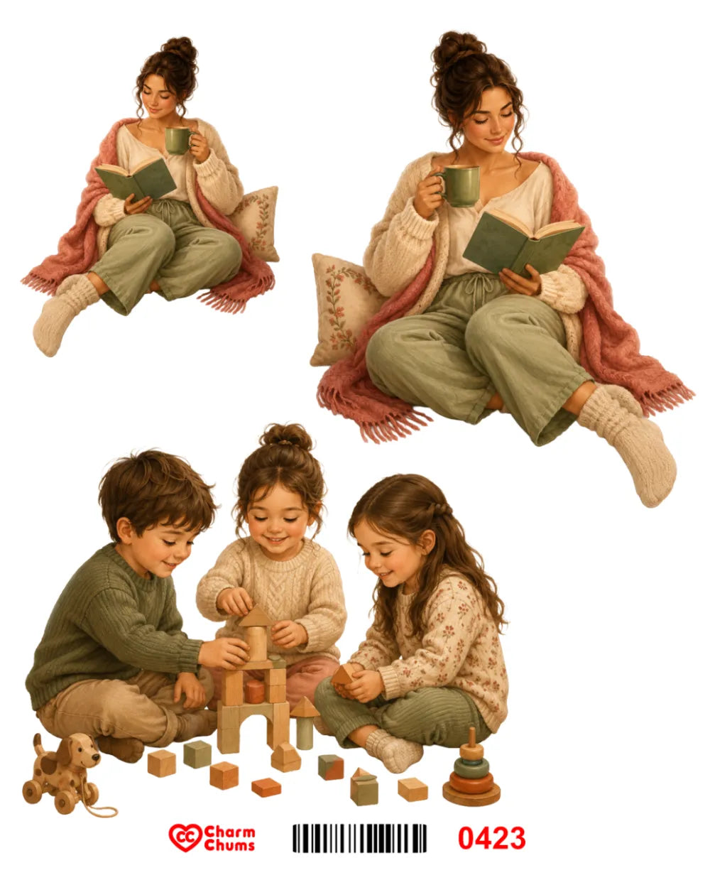 E0423-CharmChums Embossed Sticker