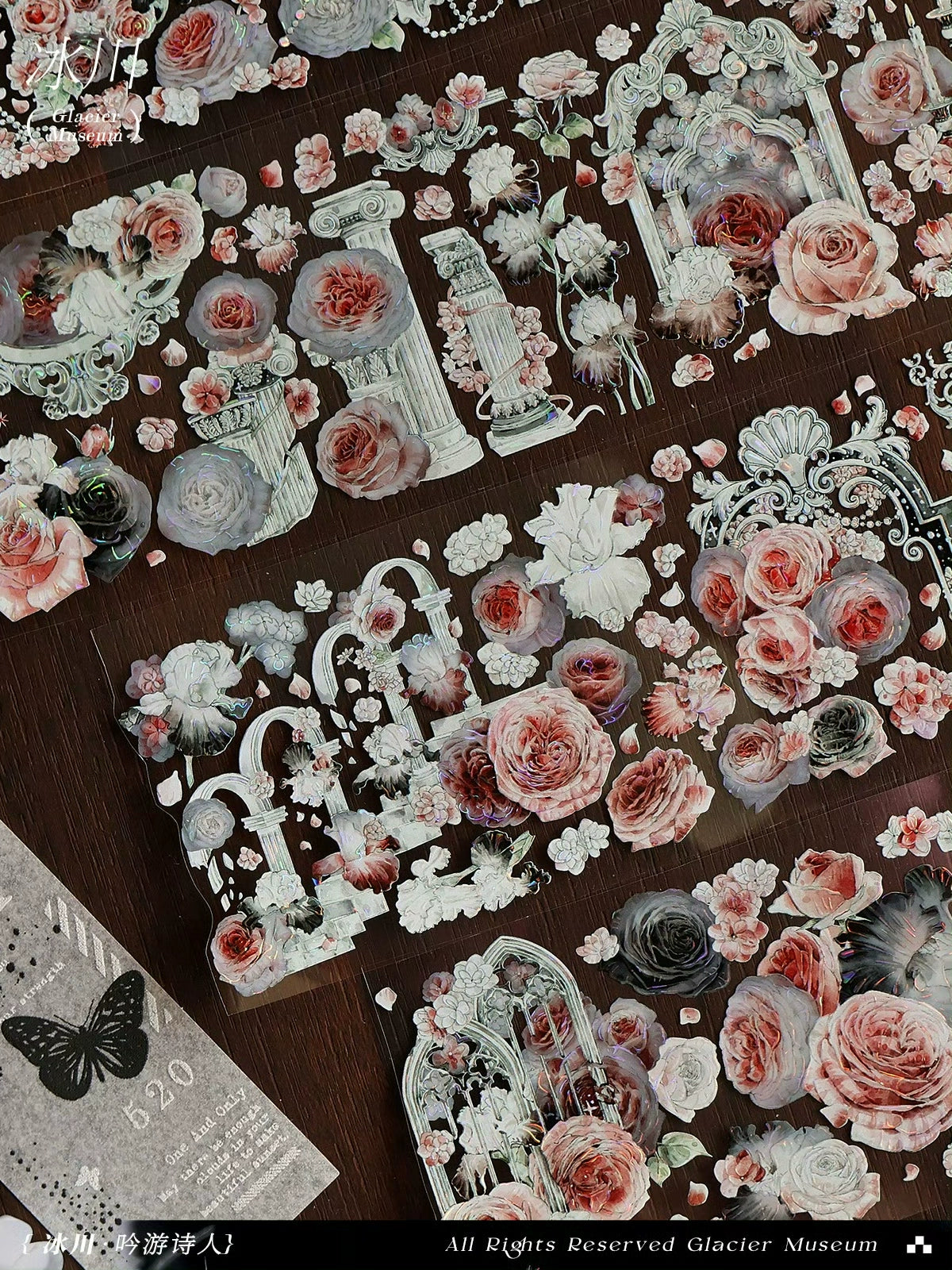 2274-GLACIER MUSEUM STUDIO Rose Elegant 6.5x100cm Shell Luster PET Tape