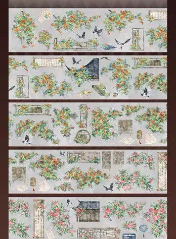 1311 - Bright Flowers Oriental Windows 7x100cm Shell Luster PET Tape