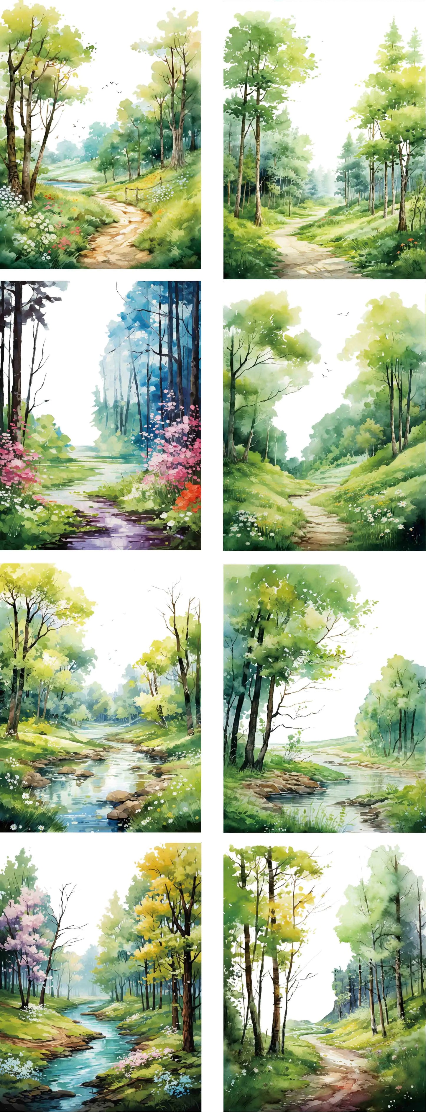 1612 - Watercolor Forest 9x100cm Glossy PET Tape
