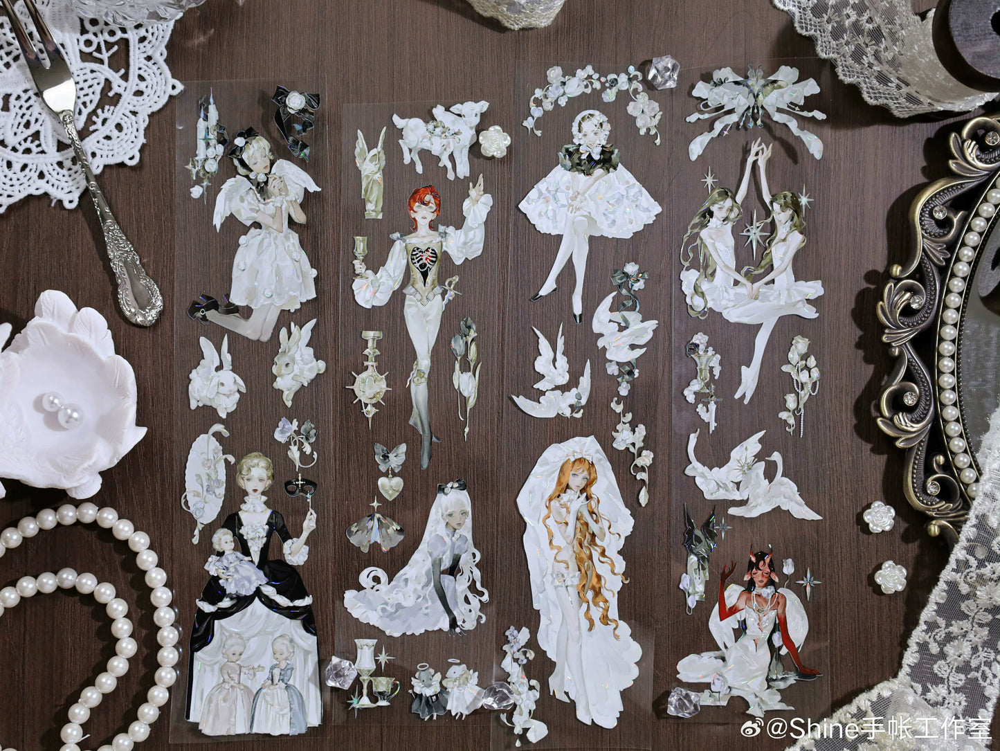 2027-Shine Studio-6x100cm Silver Shell Luster PET Tape