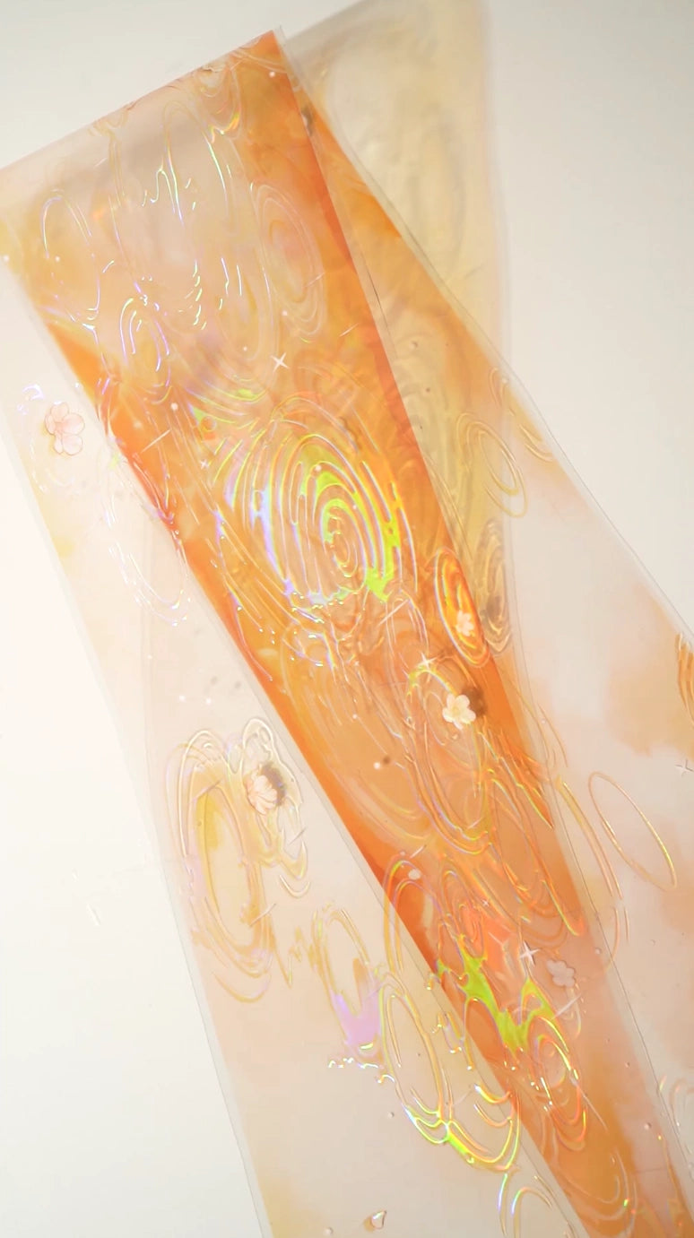 2000-Orange Puddles 8x100cm Iridescent PET Tape