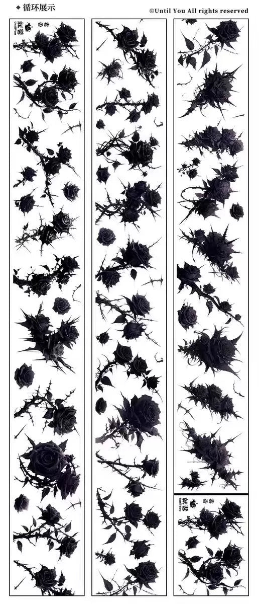 0085-6x100cm Thorny Black Rose Shell Luster PET Tape