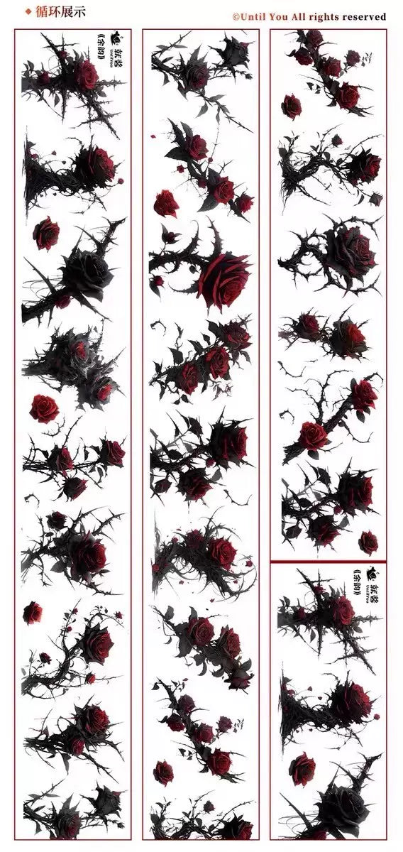 0086-6x100cm Thorny Red Rose Shell Luster PET Tape