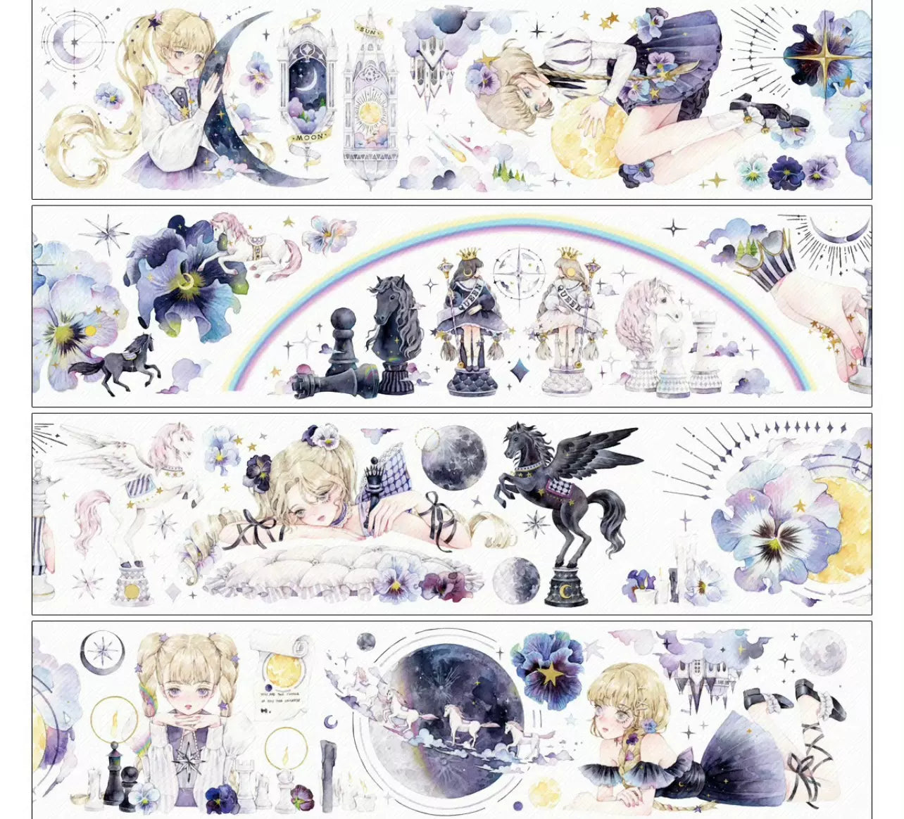 0067 - FANTASY Space Chess Girls 6x100cm Silver Shell Luster PET Tape