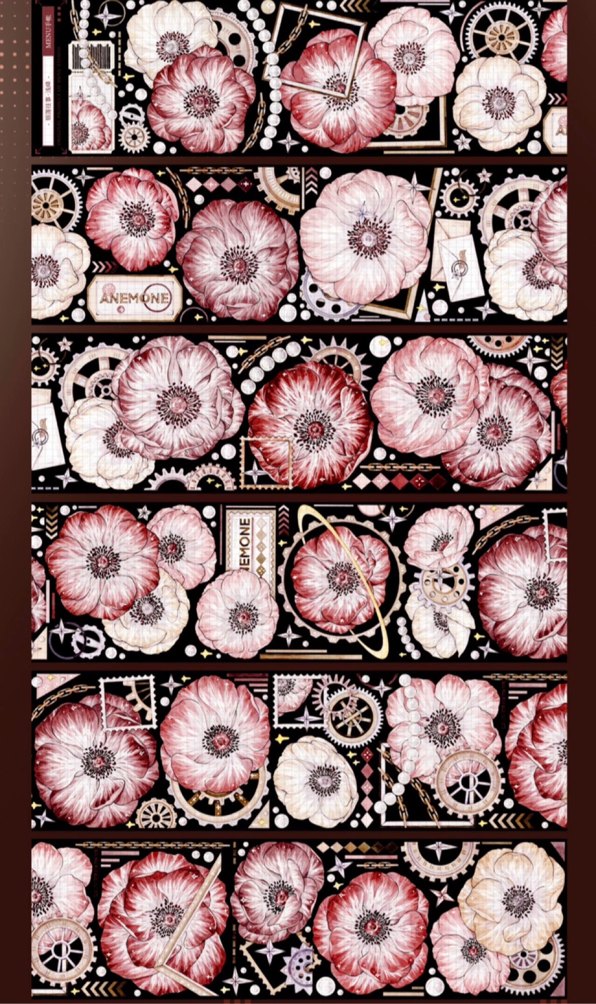 2463-MENU STUDIO Red Anemone 6x100cm Shell Luster PET Tape