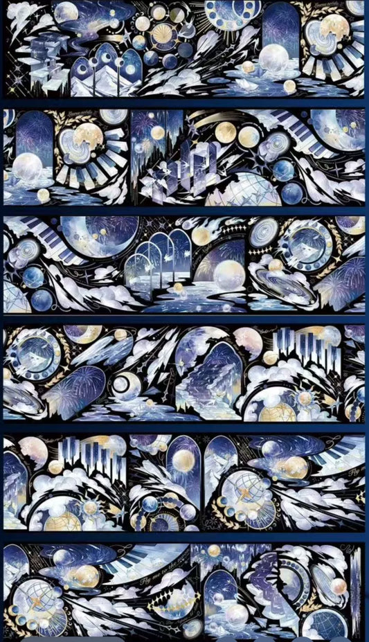 3682-JUST Studio-6.5x100cm Iridescent Shell Gold Luster PET Tape