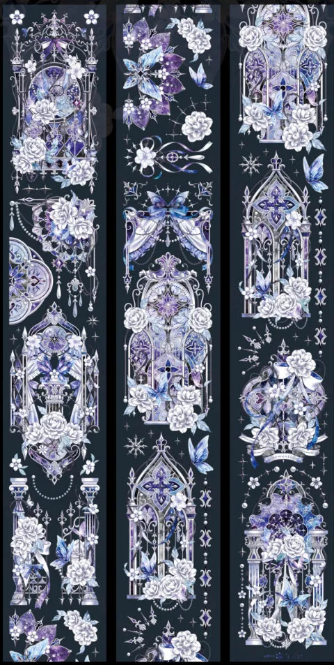 5084-NEVERLAND Studio-7.5x120cm Pre Cut Silver Shell Luster PET Tape