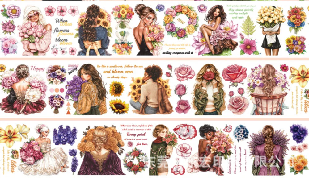 5437-Floral Girlcm Frosted PET Tape