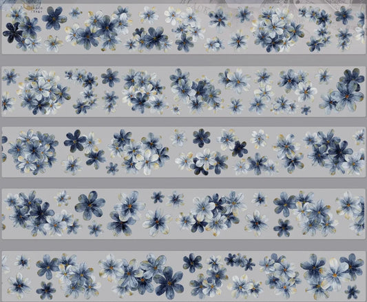 5941-XIAO BAI Studio-Blue Flowers Shell Luster PET Tape