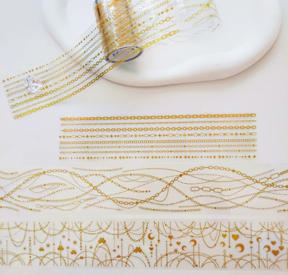 6179-NI CHOU SHA Studio-5x100cm Precut Holographic Gold PET Tape