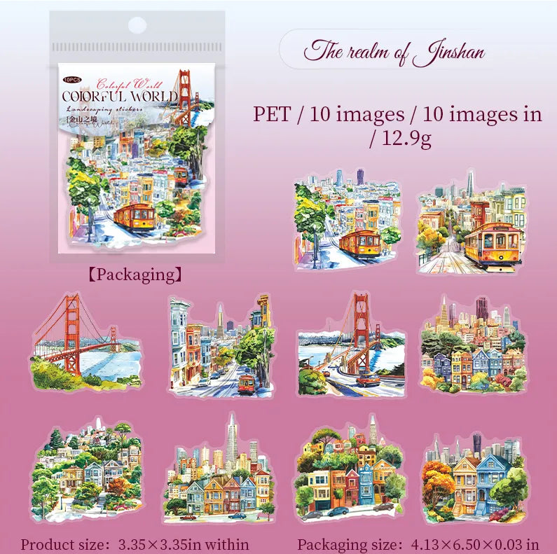Colorful World PET Sticker Pack (10pcs each pack)