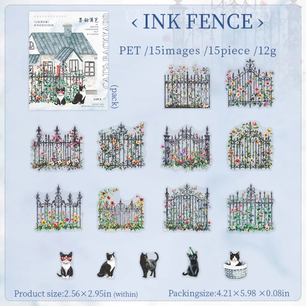 The Cat in the Backyard  PET Sticker Pack (15pcs each pack)