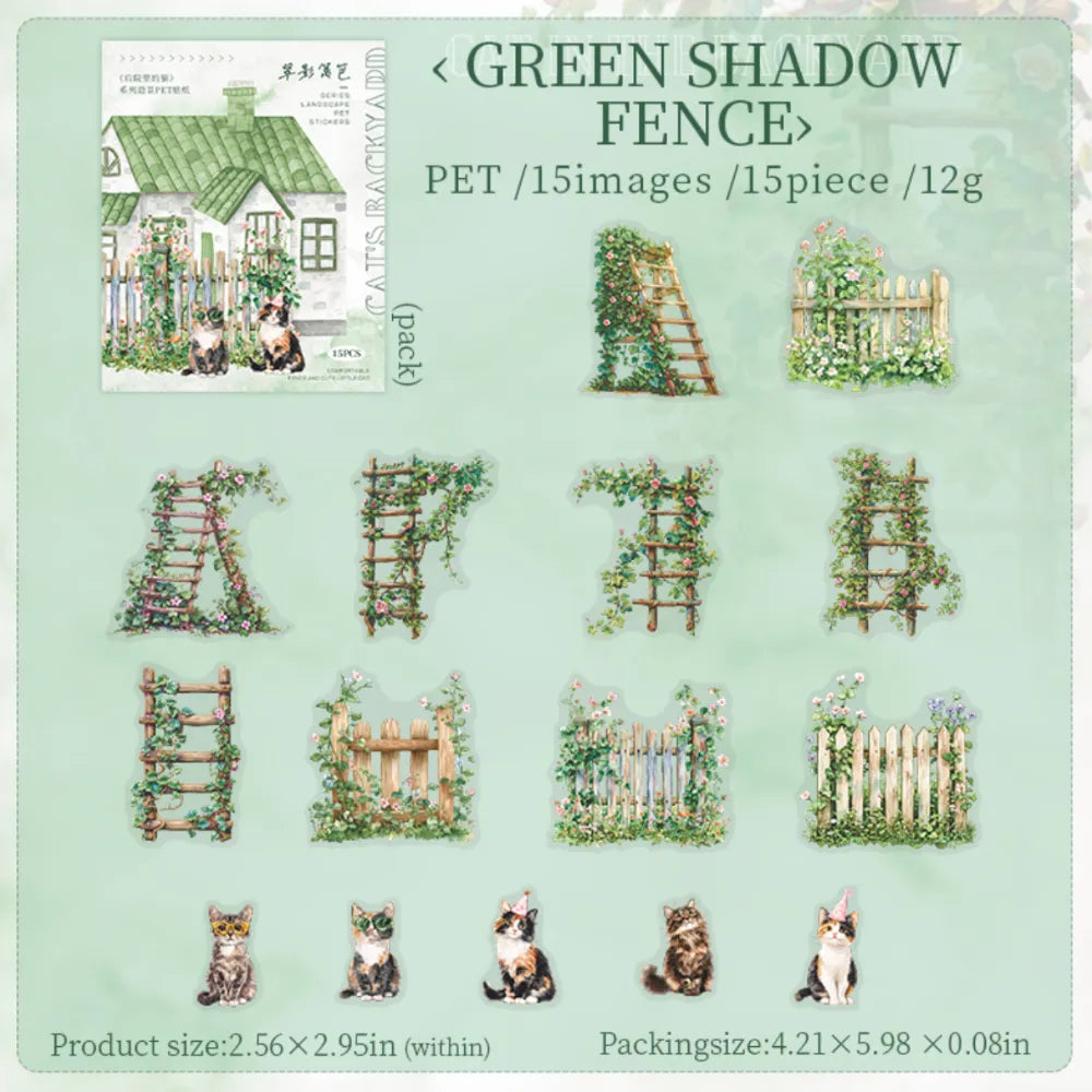 The Cat in the Backyard  PET Sticker Pack (15pcs each pack)