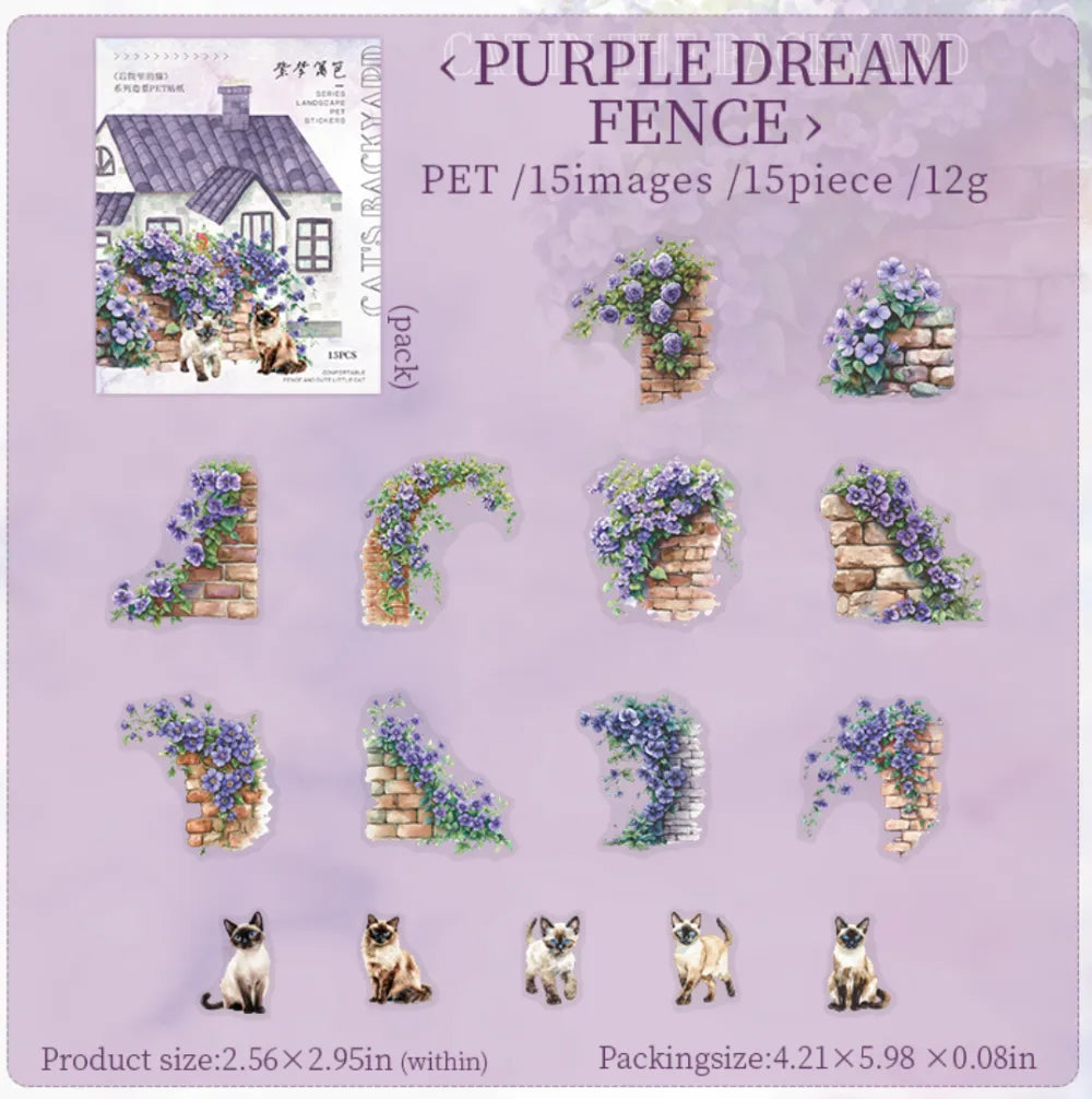 The Cat in the Backyard  PET Sticker Pack (15pcs each pack)