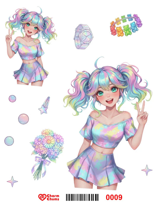 E0009-CharmChums Embossed Sticker