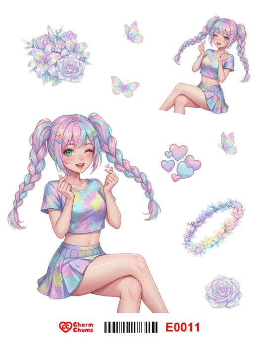 E0011-CharmChums Embossed Sticker