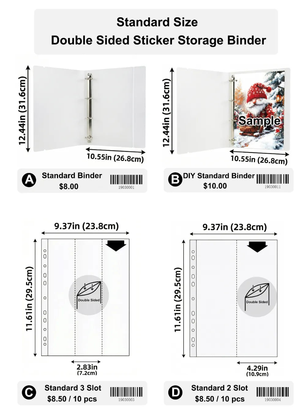 Standard Size Double Sided Sticker Storage Binder