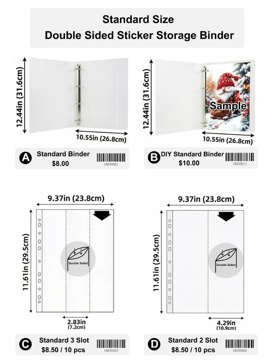 Standard Size Double Sided Sticker Storage Binder