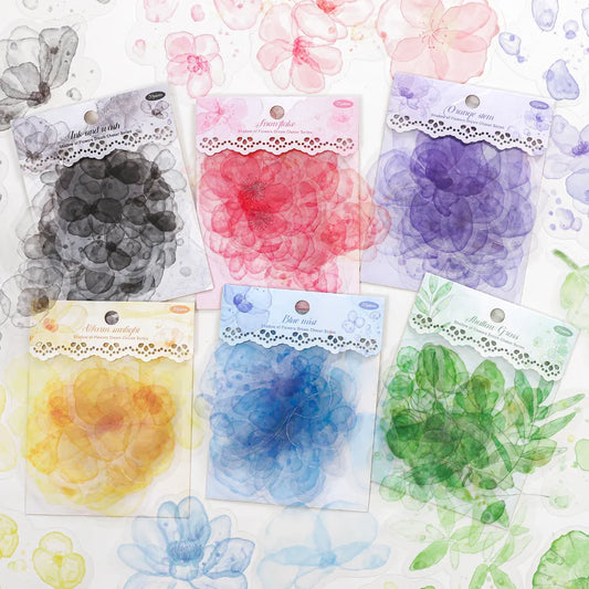 Watercolor Floral Design-PET Sticker Pack (20pcs each pack)