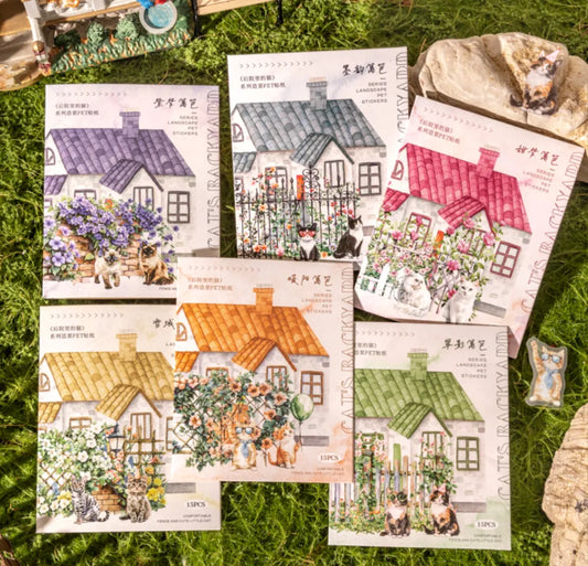 The Cat in the Backyard  PET Sticker Pack (15pcs each pack)