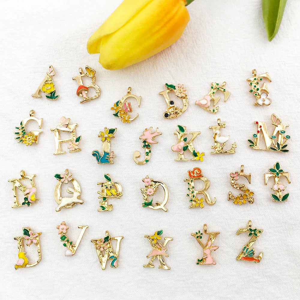 001 - Letters Charm Luna's Choice Colorful Floral Charms for DIY