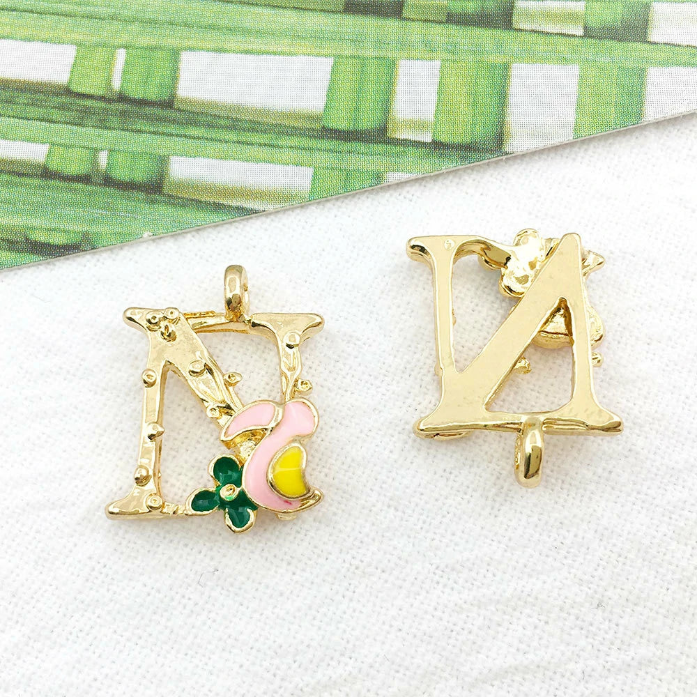 001 - Letters Charm Luna's Choice Colorful Floral Charms for DIY