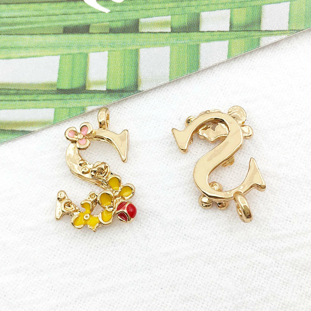 001 - Letters Charm Luna's Choice Colorful Floral Charms for DIY