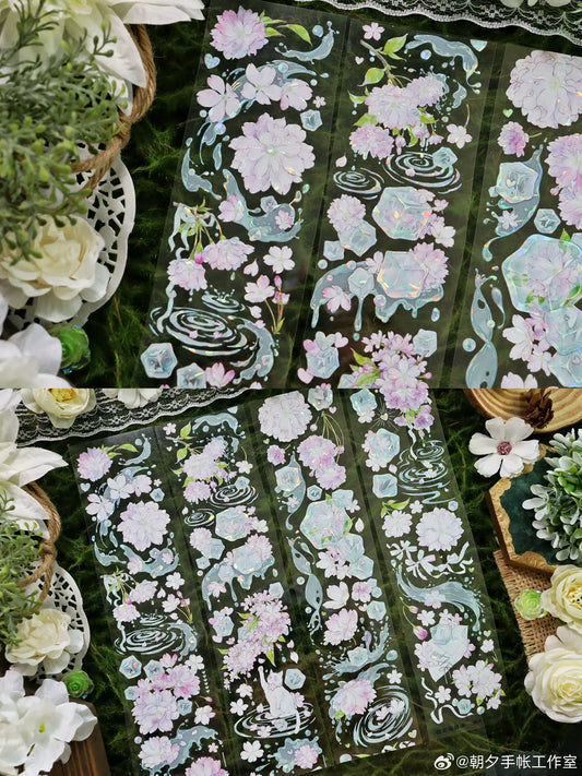 1586 - Pink Water Flowers 6x100cm Shell Luster PET Tape