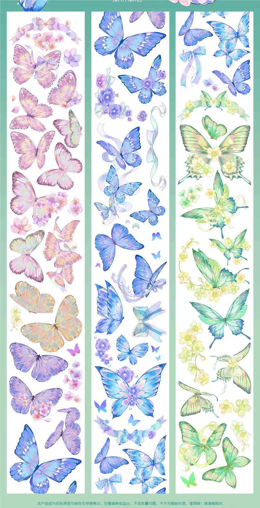 0828 - BUTTERFLY 7x120cm Holographic Silver PET Tape