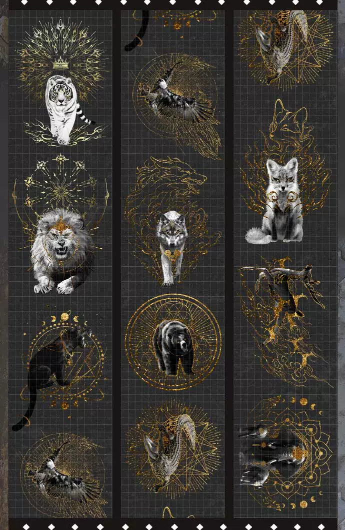 0484 - TIGER Animal Collection 8x100cm Holographic Gold PET Tape