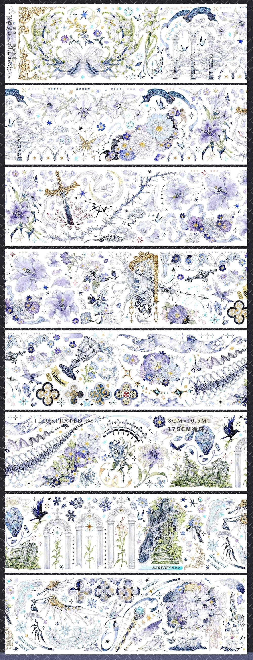 2862-NINTH FAIRWAY Studio-7.5x150cm Silver Shell Luster PET Tape