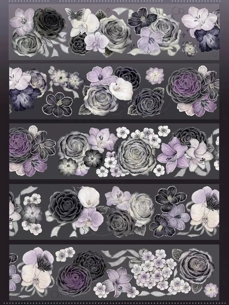 0020 - Mixed Flowers Bouquet (Purple) 6x100cm Shell Luster PET Tape