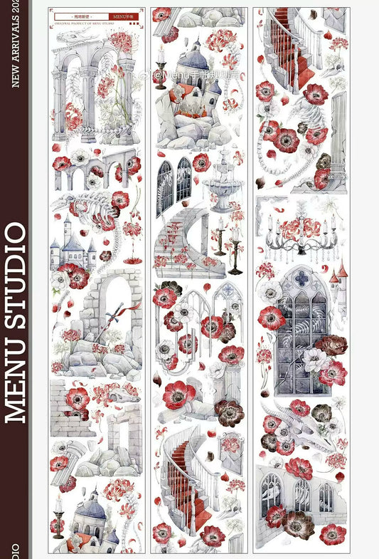 1350 - Remembrance Poppies 7x100cm Shell Luster PET Tape