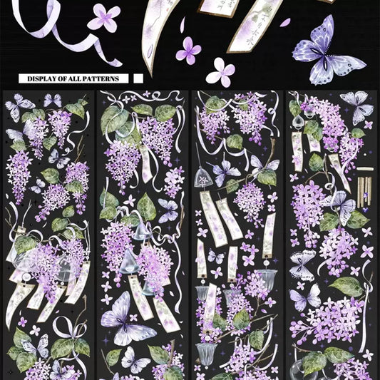 1431 - Good Fortune Lilac Flowers 6x100cm Iridescent PET Tape