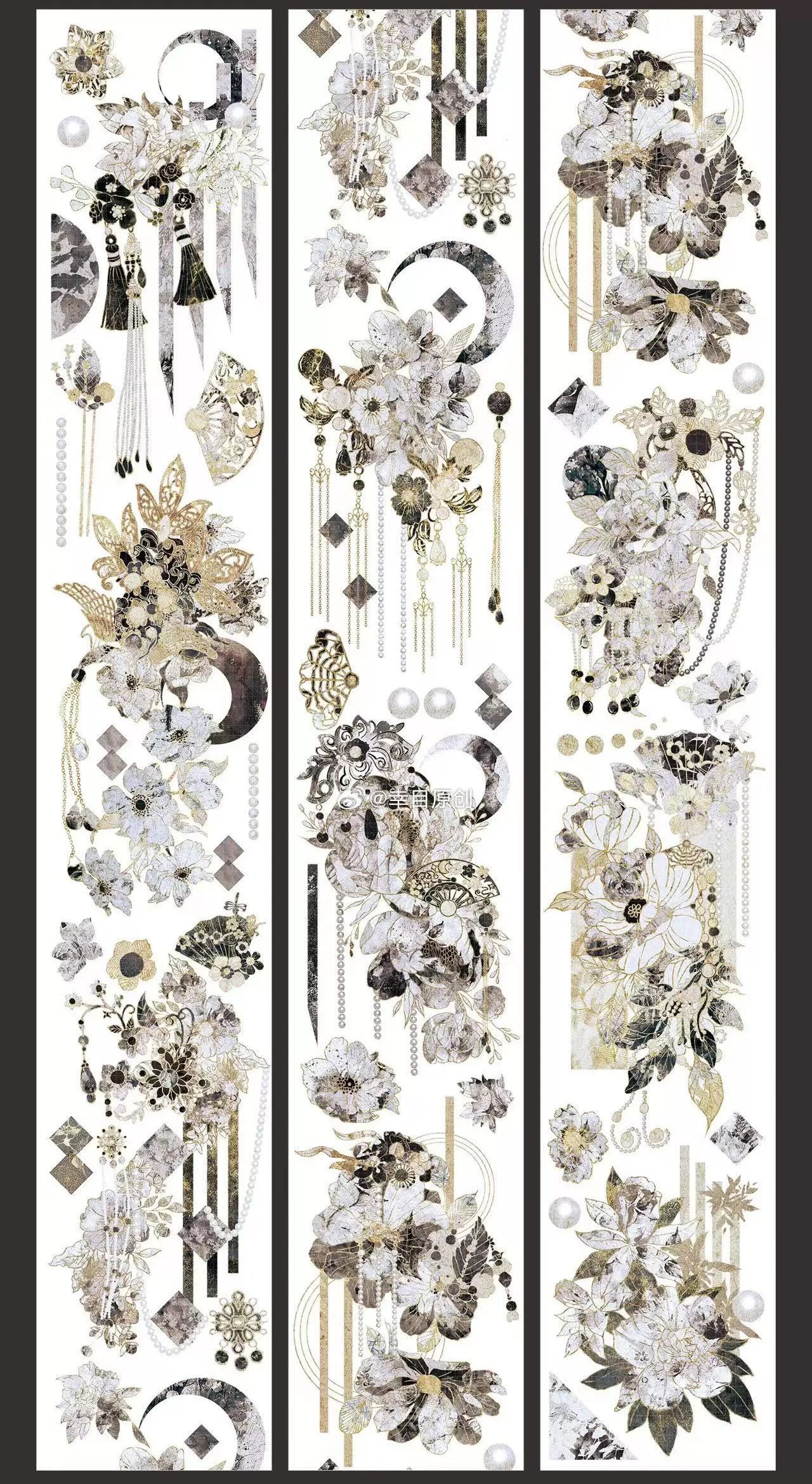 0259 - ORIENTAL Flowers 6.5x100cm Shell Luster PET Tape