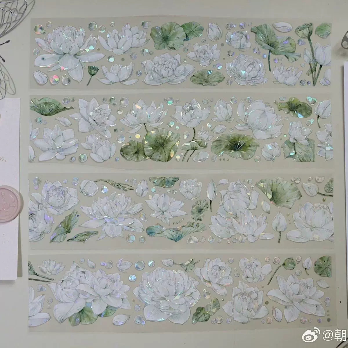 0514 - FLOWER Lotus 6x100cm Shell Luster PET Tape