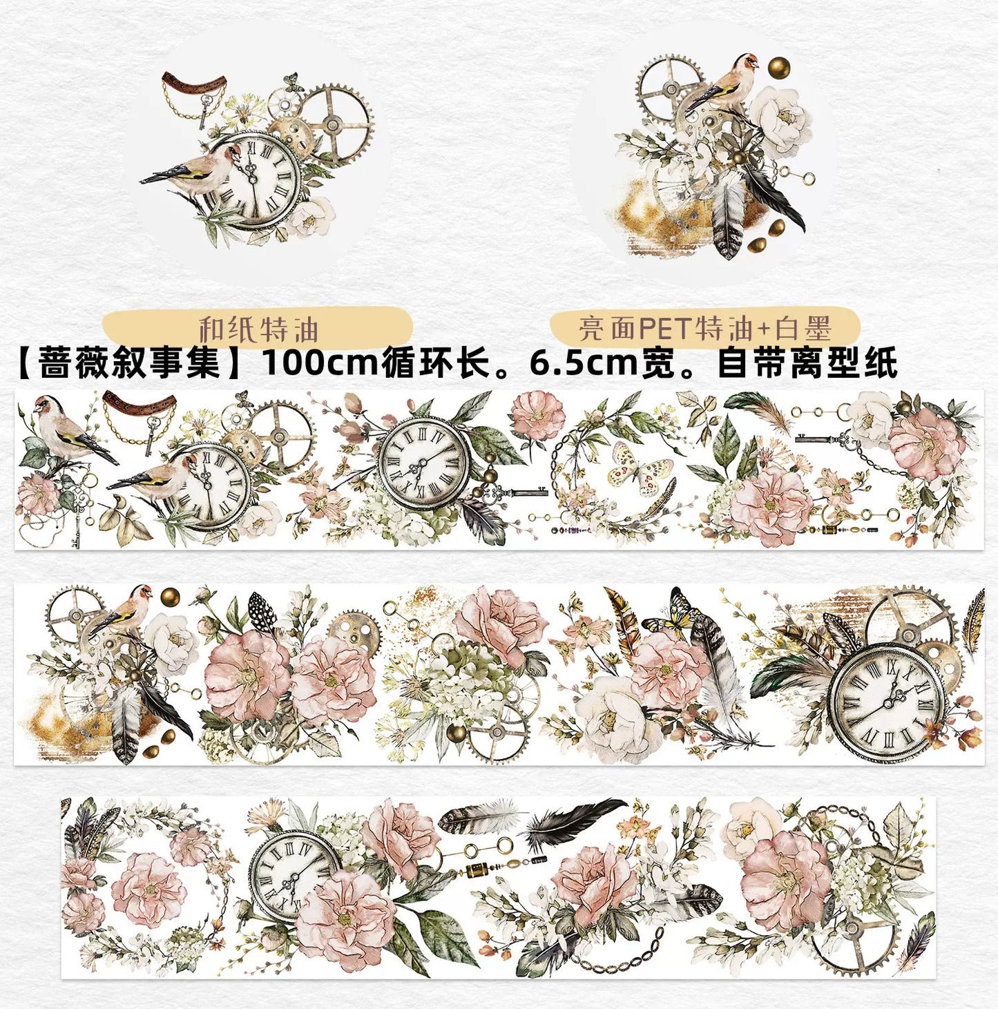 0652 - FLOWER Clock 6.5x100cm Glossy PET Tape