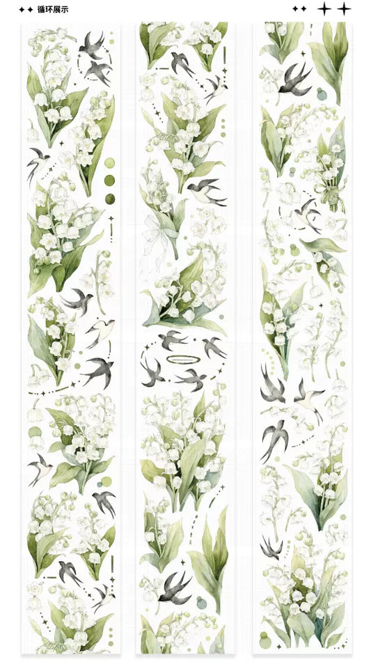 0107 - FLOWER Lily of the Valley 6x100cm Shell Luster PET Tape