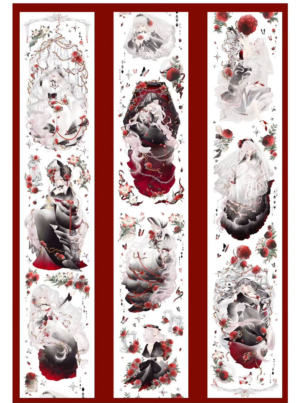 2472 - Red Gothic Brides 6.5x100cm Silver Shell Luster PET Tape