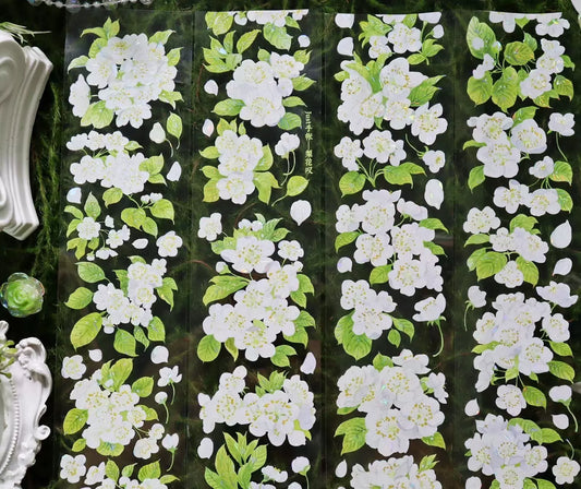 1302 - JUST STUDIO White Blossoms 6.5x100cm Shell Luster PET Tape