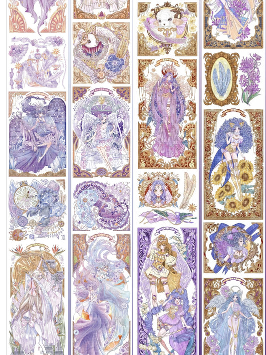 2379 - Purple and Gold Horoscope Squares 8x268cm Shell Luster PET Tape