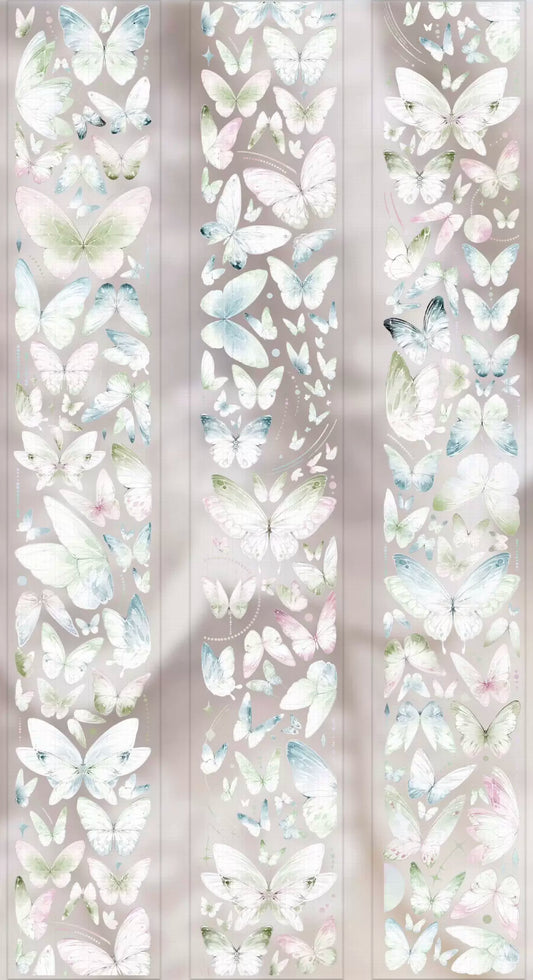 1232 - White Butterfly 6.5x100cm Shell Luster PET Tape