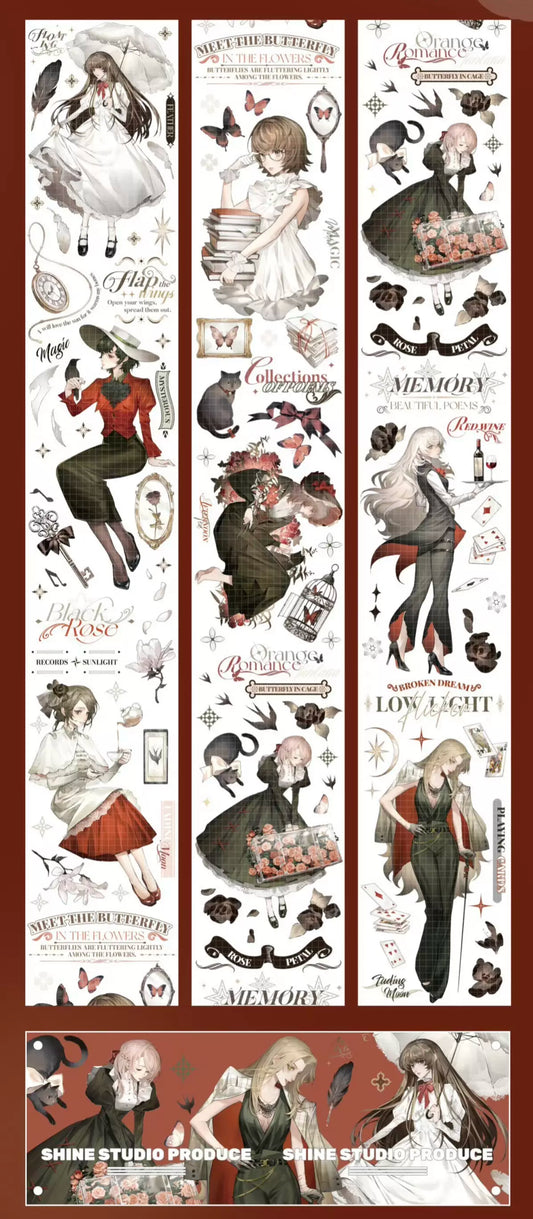 0974 - Gold Vintage Poetry Girls 6.5x100cm Gold Shell Luster PET Tape