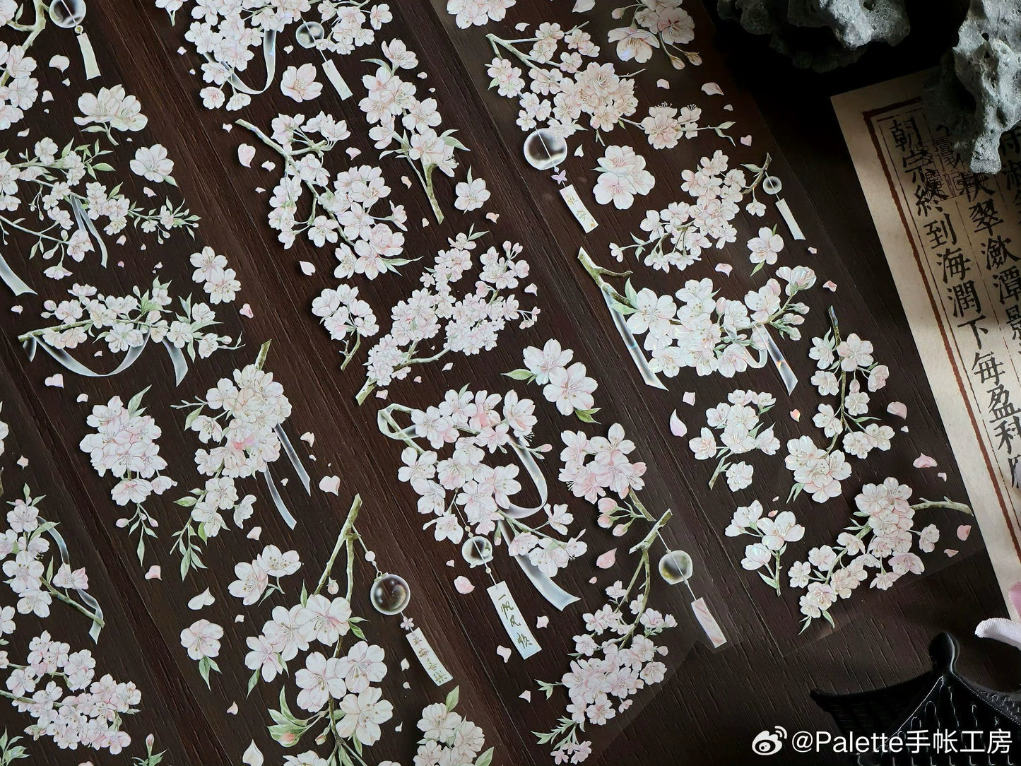 2148-PALETTE STUDIO Sakura Translucent Flowers 6x100cm Shell Luster PET Tape
