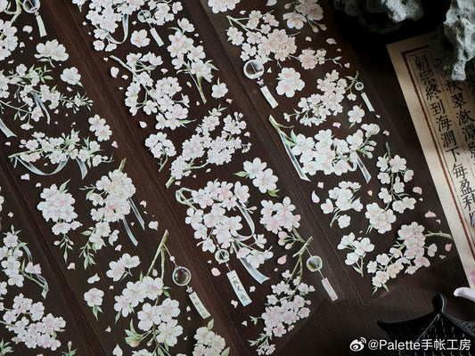 2148-PALETTE STUDIO Sakura Translucent Flowers 6x100cm Shell Luster PET Tape