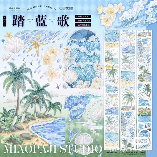 1472 - MIAOPAJI STUDIO Seashore Oasis 6.5x100cm Shell Luster PET Tape