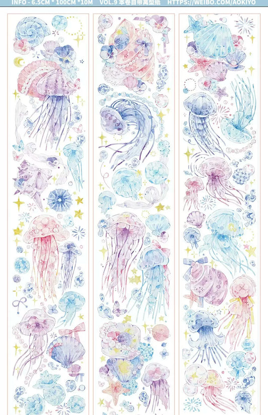 0031 - CUTE Jellyfish 6.5x100cm Iridesent Silver Holo PET Tape